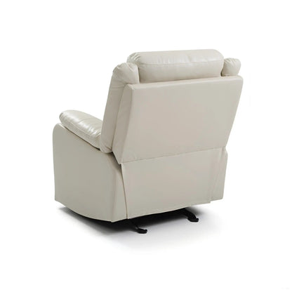 Ward Rocker Recliner cream leather by Unique Piece Furniture, cushioned armrests on Tampa Home & Garden Store