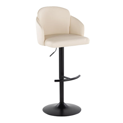 Contemporary adjustable barstool with swivel, rounded T-footrest on black pedestal on Tampa Home & Garden Store