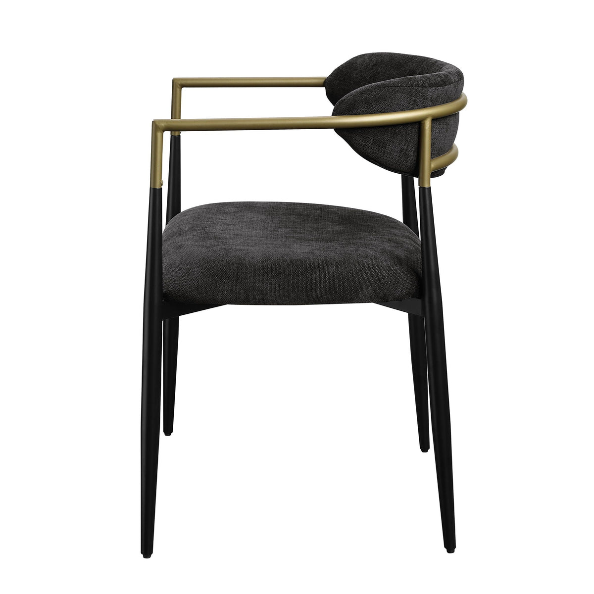 Black Contemporary Chair Set with Metal Frame, 2 chairs in dark grey upholstery on Tampa Home & Garden Store