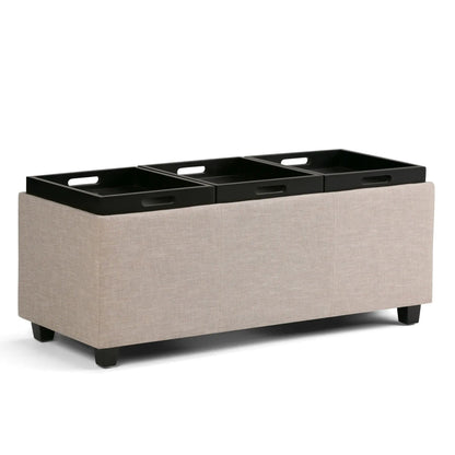 Avalon Upholstered Storage Ottoman With Trays