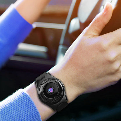 X7 private model sports camera with strap worn on wrist, black action camera with circular lens on Tampa Home & Garden Store