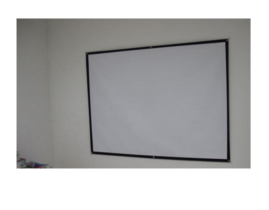 Projector HD screen wall-mounted with white projection surface and black frame, My Store on Tampa Home & Garden Store