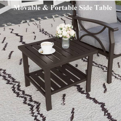 Square 2 Tier Rust Resistant Outdoor Side Table