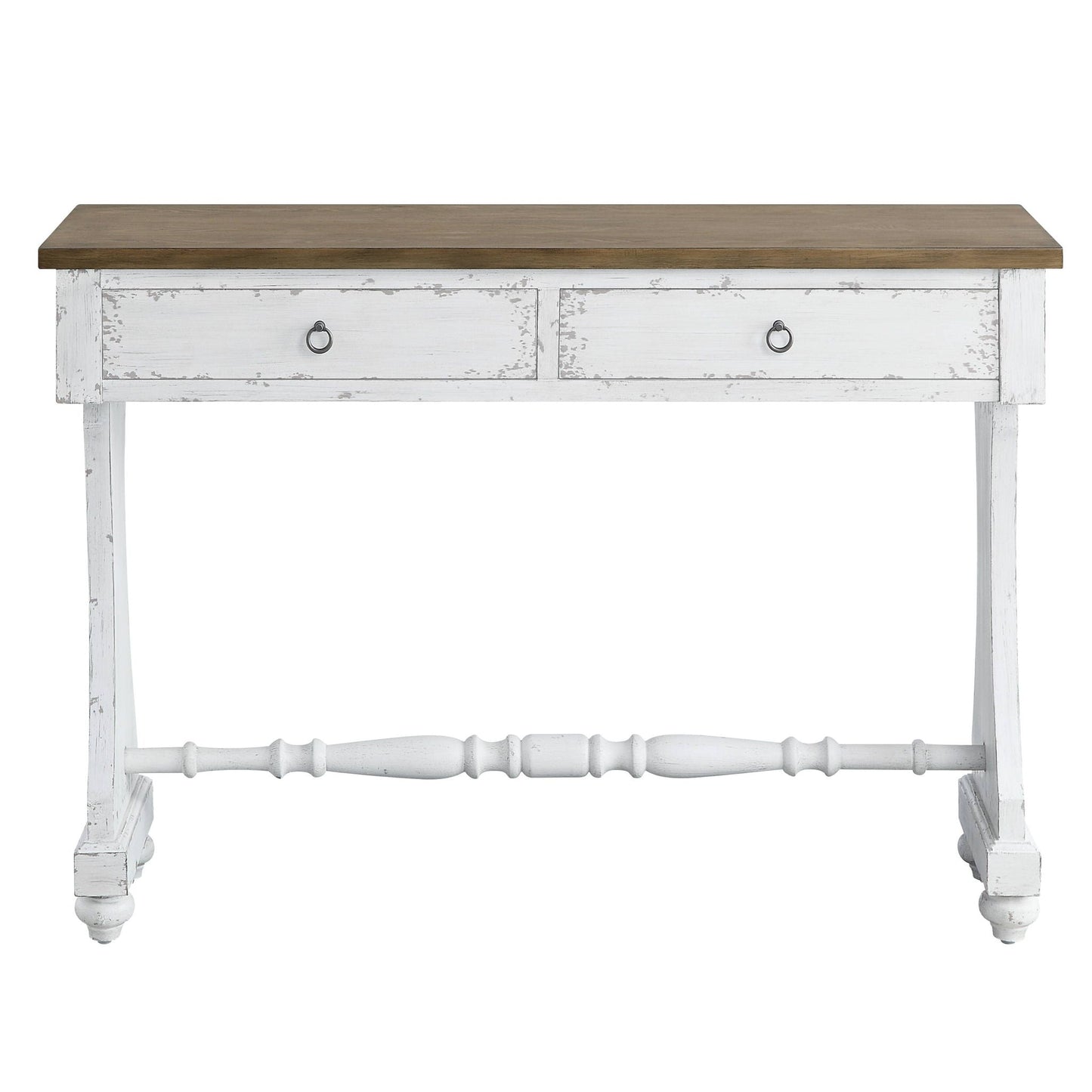 Carminda Console Table Antique White with natural wood top and two drawers by HouseOfZazla on Tampa Home & Garden Store