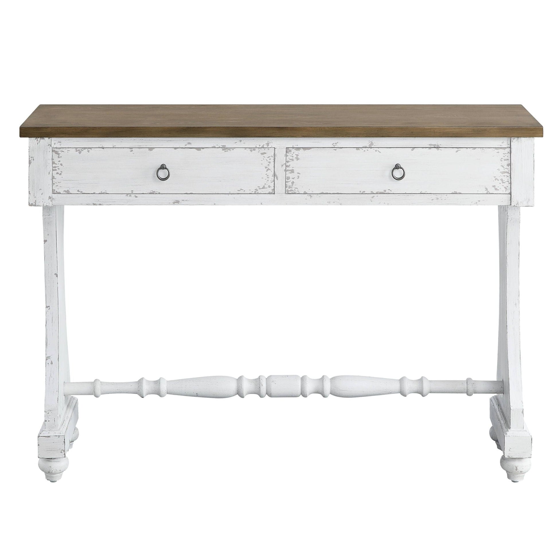 Carminda Console Table Antique White with natural wood top and two drawers by HouseOfZazla on Tampa Home & Garden Store