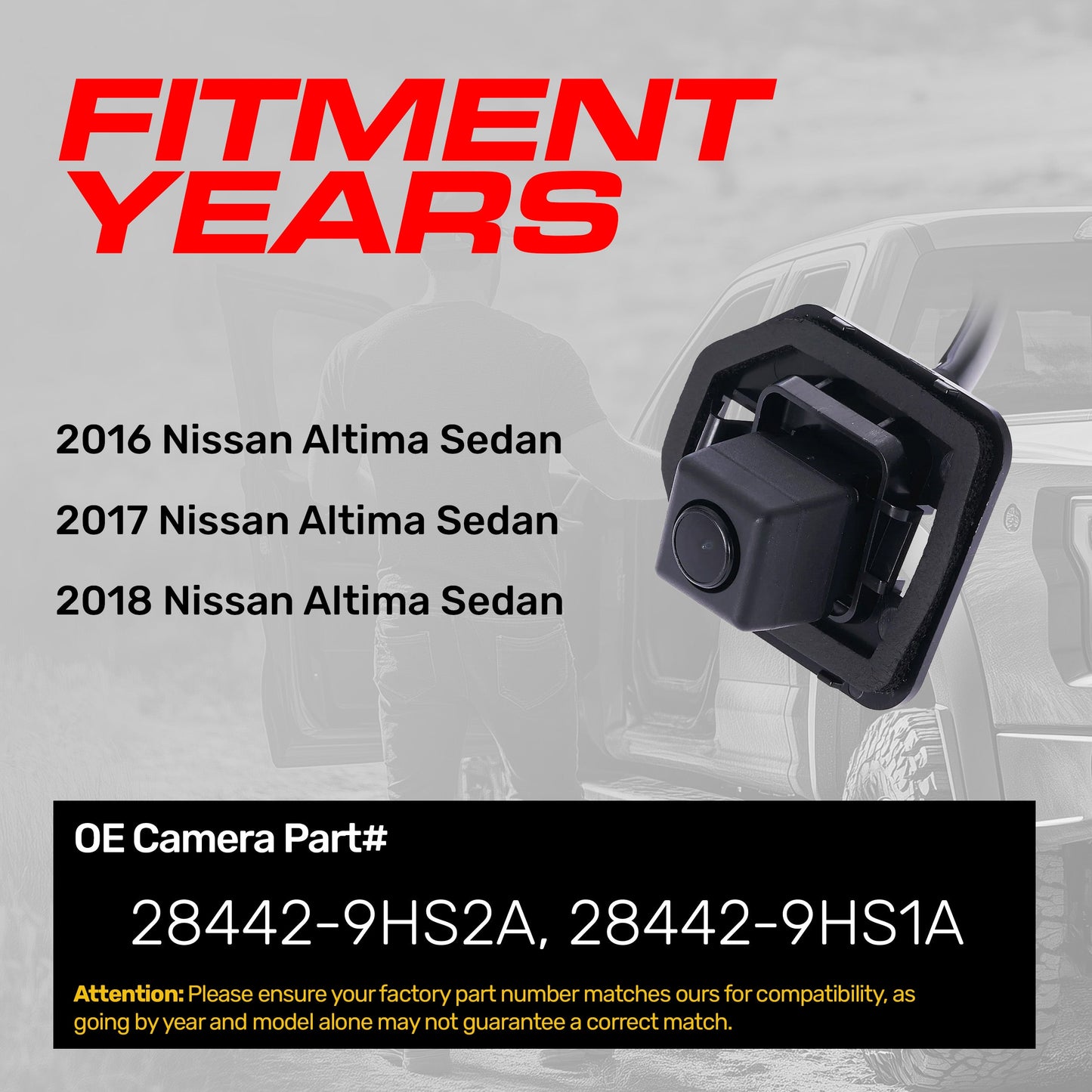 Master Tailgaters Nissan Altima OEM backup camera 2016-2018, OE 28442-9HS1A/9HS2A on Tampa Home & Garden Store