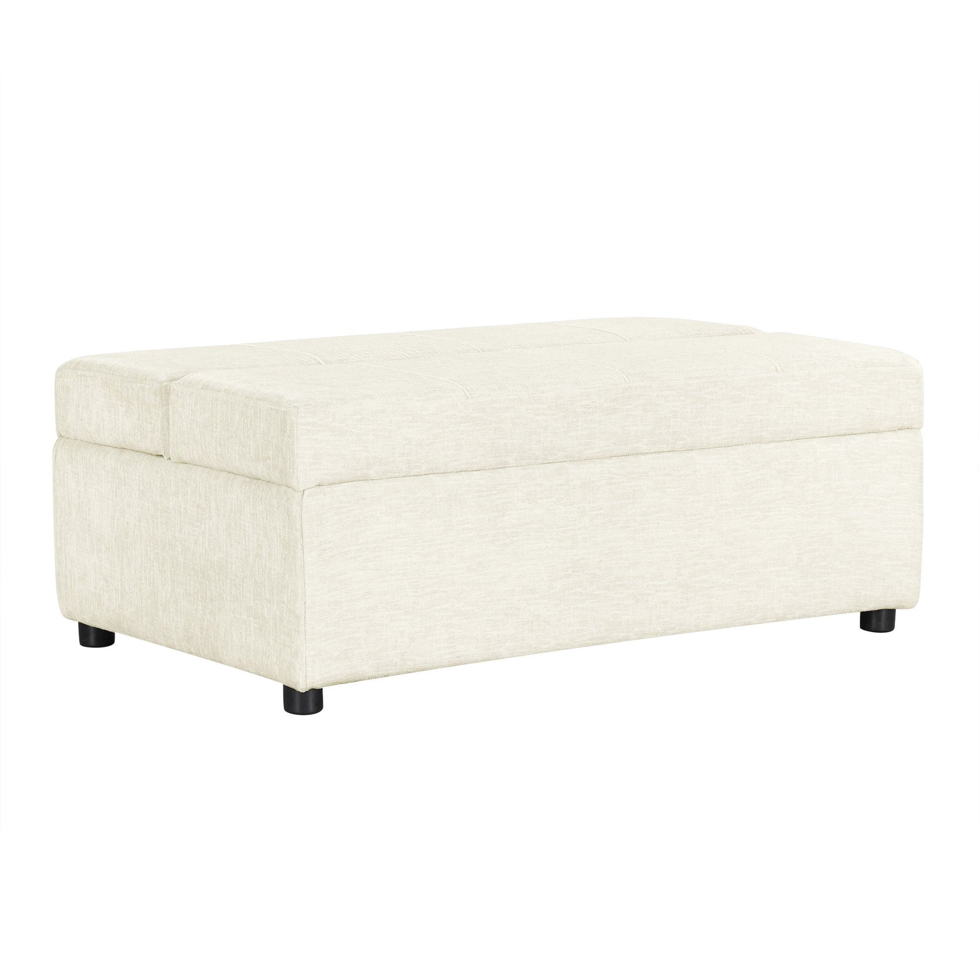 Twin-size folding ottoman sleeper bed with mattress in beige fabric, black legs HouseOfZazla on Tampa Home & Garden Store