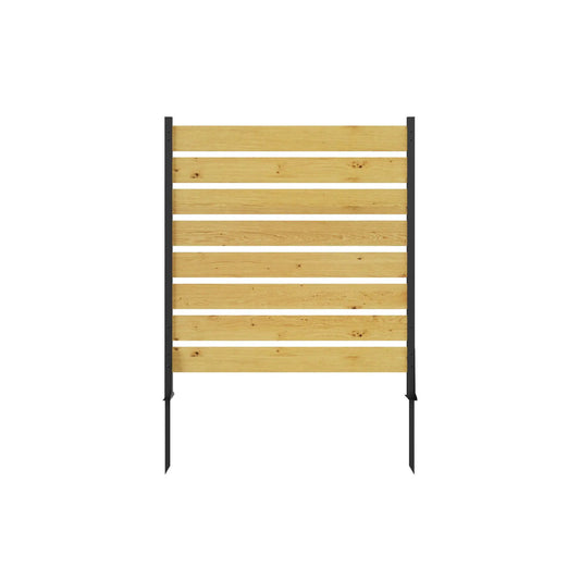 Outdoor privacy screen by Unique Piece Furniture with wooden slats and black frame on Tampa Home & Garden Store
