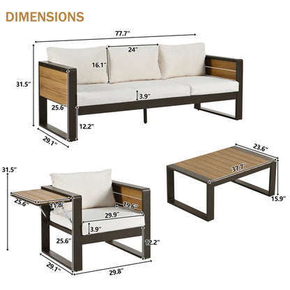 Four Piece Aluminum Outdoor Patio Set for Five