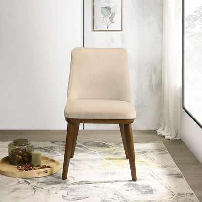 Mid-Century dining chair set of 2 beige upholstered with solid wood frame by HouseOfZazla on Tampa Home & Garden Store