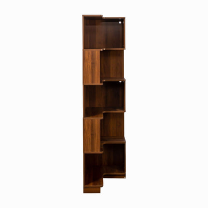 Corner Book Shelf 5-Tier etagere in warm walnut wood by HouseOfZazla on Tampa Home & Garden Store