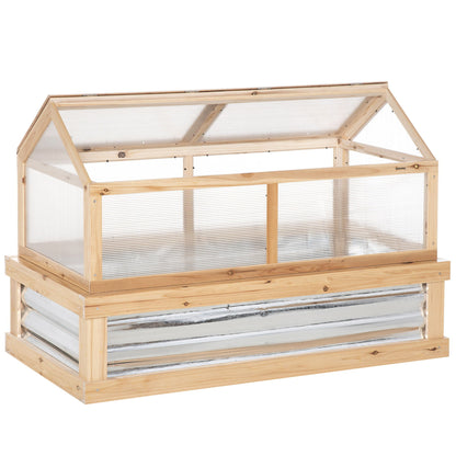 Outsunny wooden raised garden bed greenhouse with polycarbonate panels, natural finish on Tampa Home & Garden Store