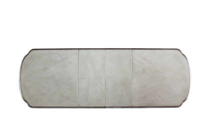 Dresden Elegant Dining Table pearl silver finish wood construction with curved corners on Tampa Home & Garden Store