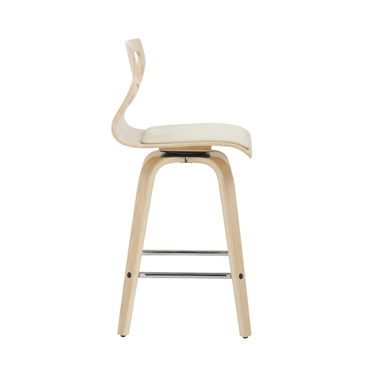 Folia mid-century counter stool set of 2 by HouseOfZazla with cream upholstery footrest on Tampa Home & Garden Store