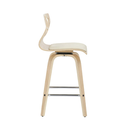 Folia mid-century counter stool set of 2 by HouseOfZazla with cream upholstery footrest on Tampa Home & Garden Store