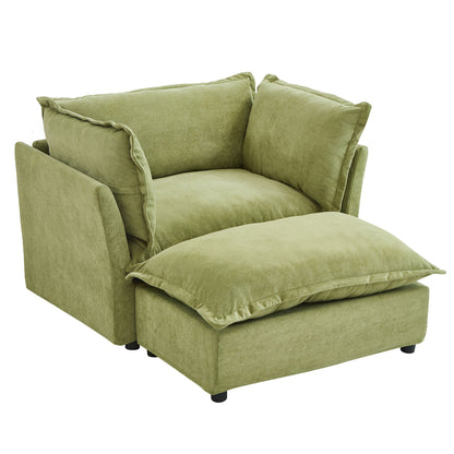 Modern Fabric Armchair with a Movable Ottoman