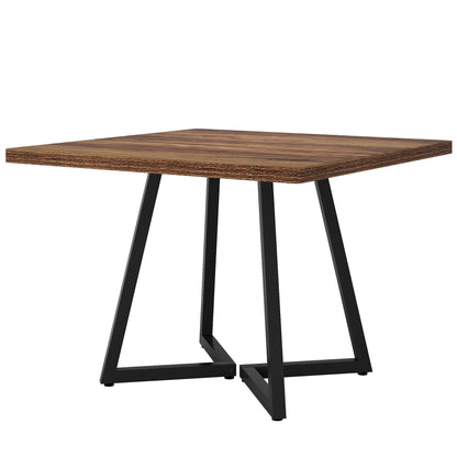 Square dining compact kitchen table with brown woodgrain top and black metal legs on Tampa Home & Garden Store