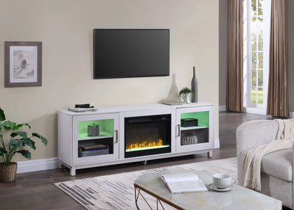 Summit TV Console with Fireplace White Walnut