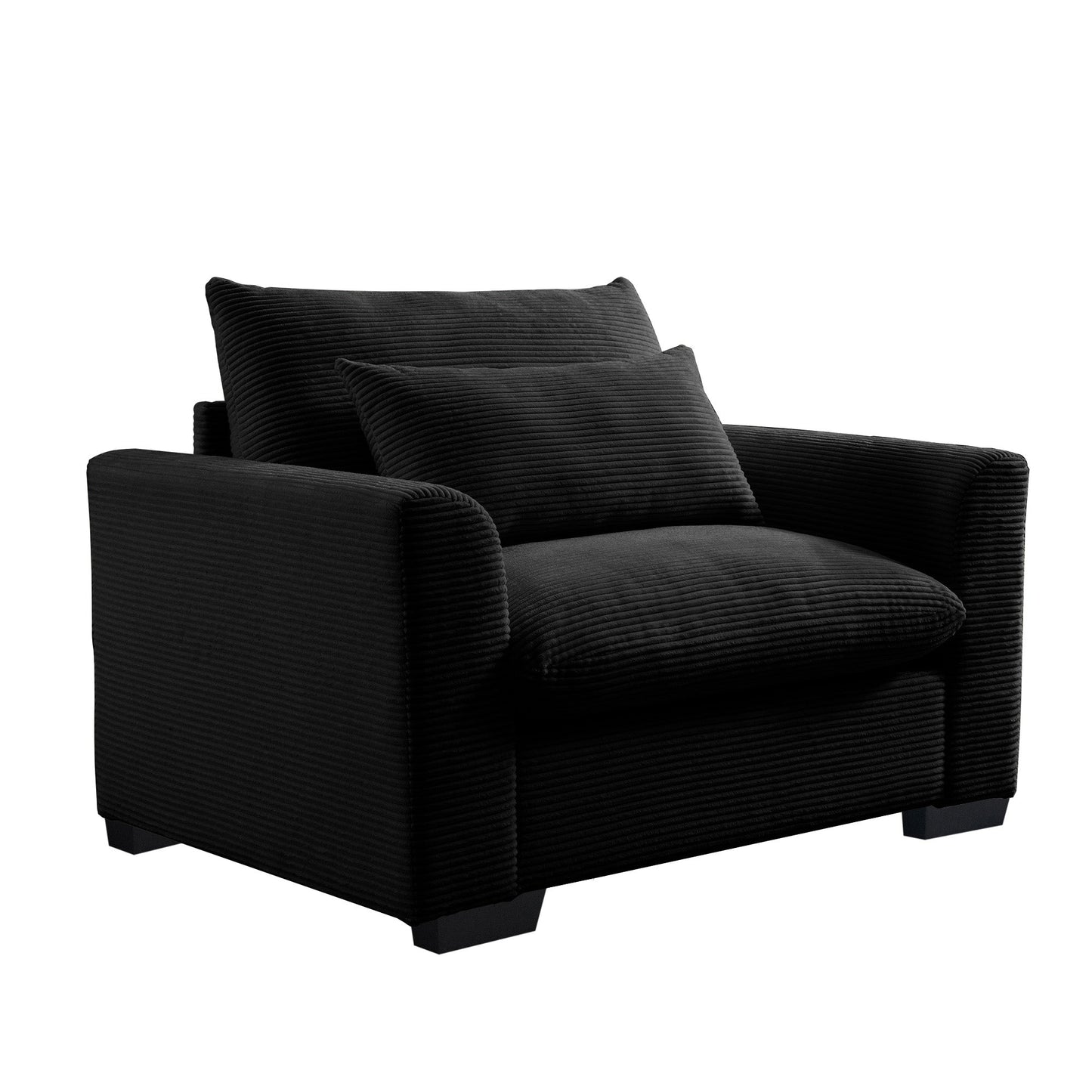 Black Corduroy Deep Seat Single Accent Chair