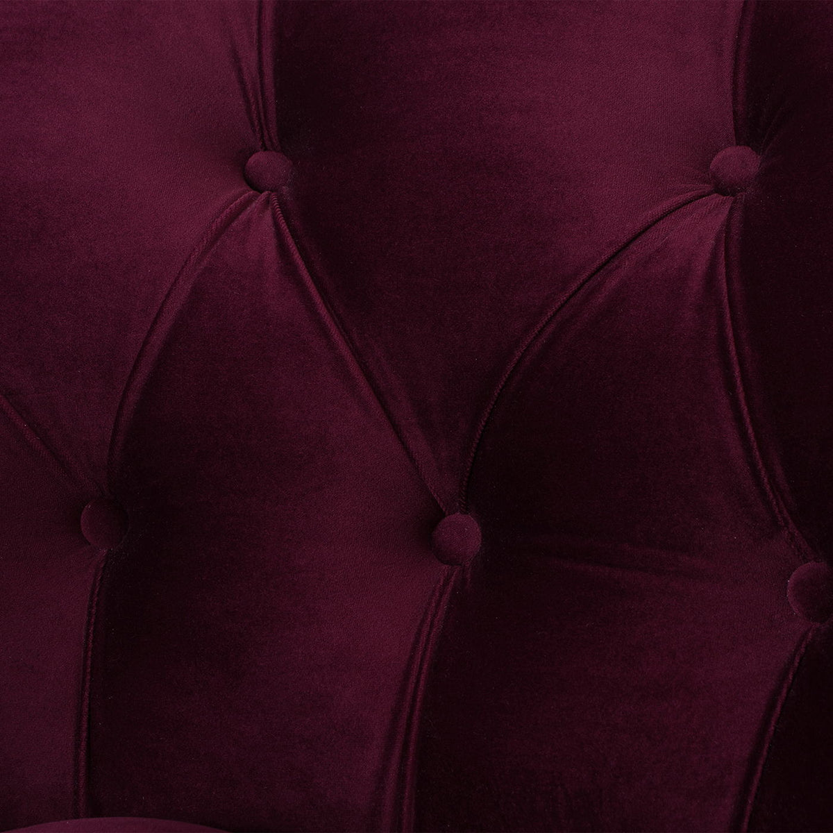 Victorian tufted velvet accent chair close-up in dark red with diamond button tufting on Tampa Home & Garden Store