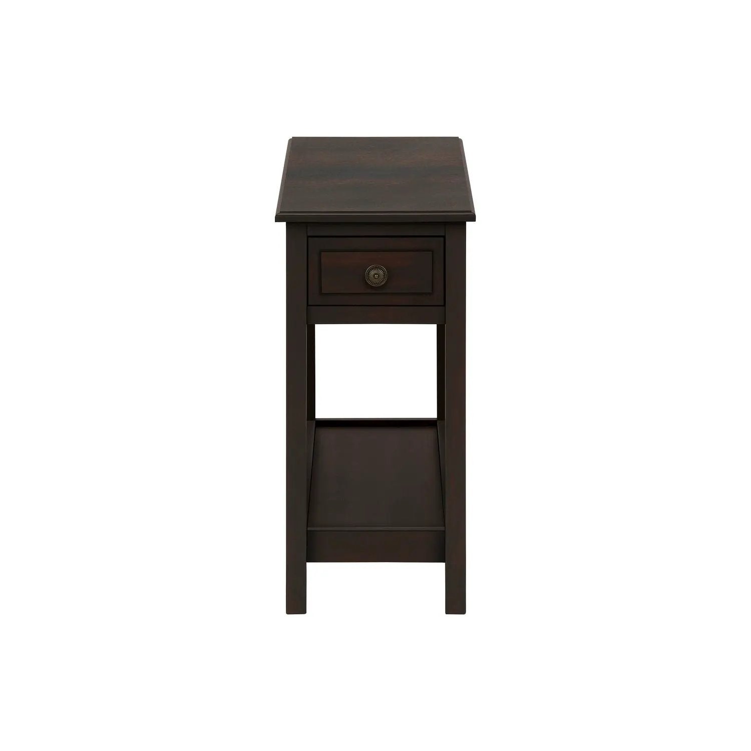 Accent End Table, 2-tier with a storage drawer in walnut finish, Unique Piece Furniture on Tampa Home & Garden Store