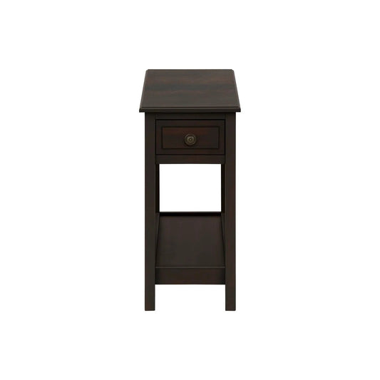 Accent End Table, 2-tier with a storage drawer in walnut finish, Unique Piece Furniture on Tampa Home & Garden Store