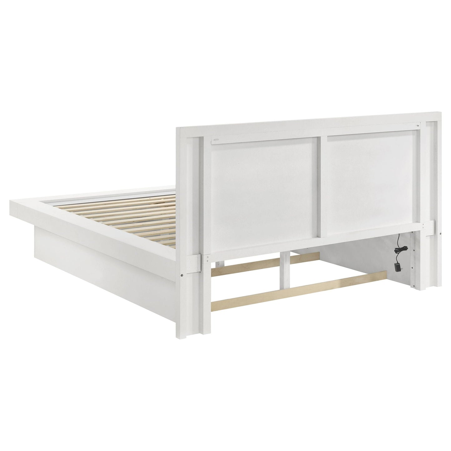 Tokyo LED Panel Bed with Structured Headboard by HouseOfZazla, white finish with slatted base on Tampa Home & Garden Store