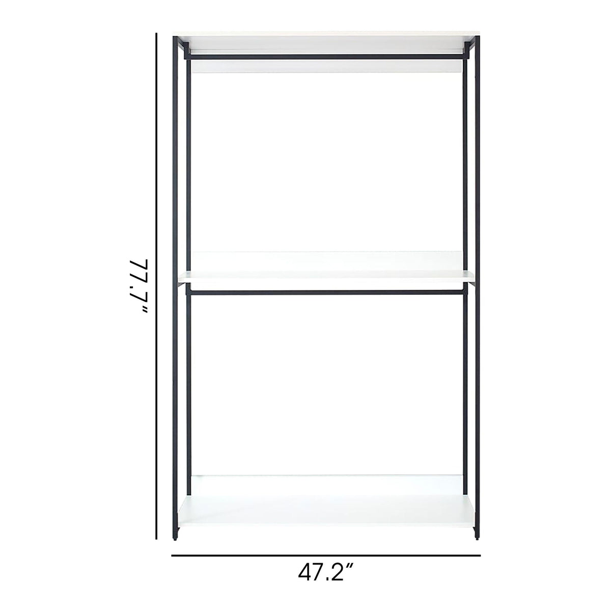 White walk-in wardrobe with adjustable shelves and powder-coated metal frame HouseOfZazla triple on Tampa Home & Garden Store