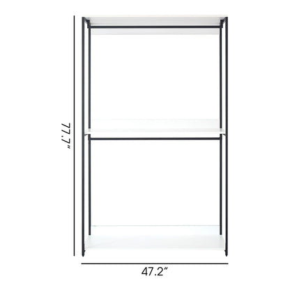 White walk-in wardrobe with adjustable shelves and powder-coated metal frame HouseOfZazla triple on Tampa Home & Garden Store