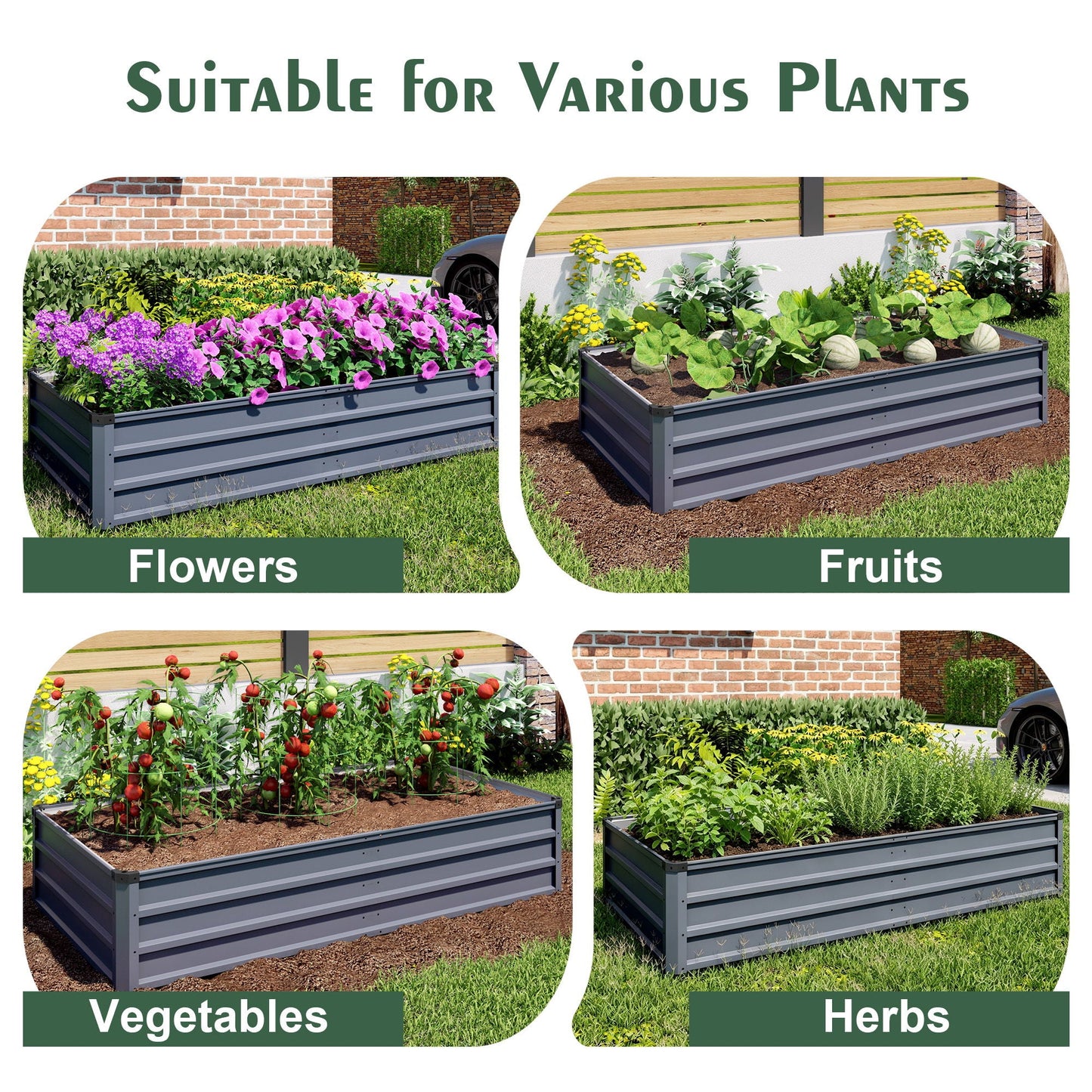 Sturdy Outdoor Garden Bed and Coated Steel Frame