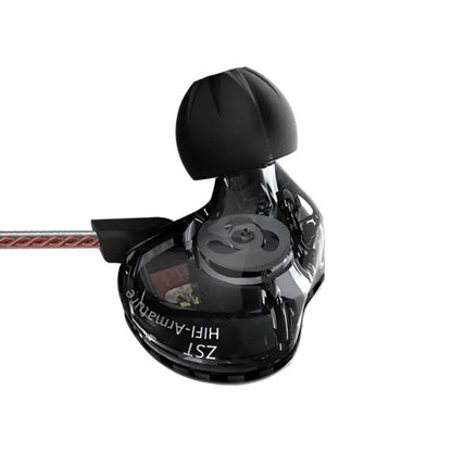Ring Iron In-Ear Subwoofer Headphones by FLIPSTYLEZLLC transparent shell with red braided cable on Tampa Home & Garden Store