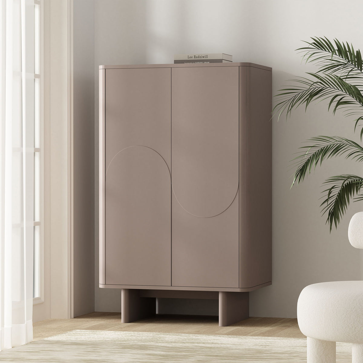 Accent cabinet light brown with soft-close doors and adjustable shelves by HouseOfZazla on Tampa Home & Garden Store