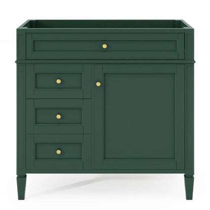 Bathroom vanity base in green with 2 drawers and tip-out drawer by Unique Piece Furniture on Tampa Home & Garden Store