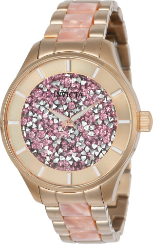 Invicta Women's Angel watch in gold-tone stainless steel with pink crystal dial on Tampa Home & Garden Store