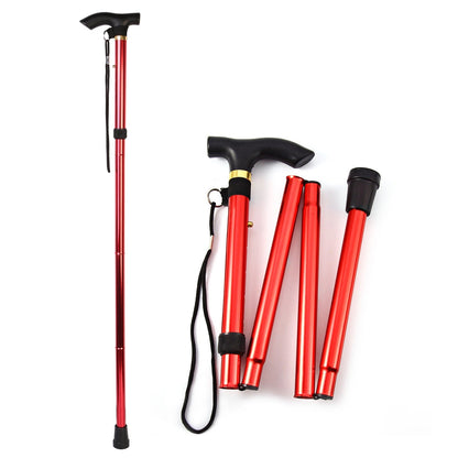 Walking Cane GemGear red aluminum adjustable folding anti-slip with wrist strap set of 4 on Tampa Home & Garden Store