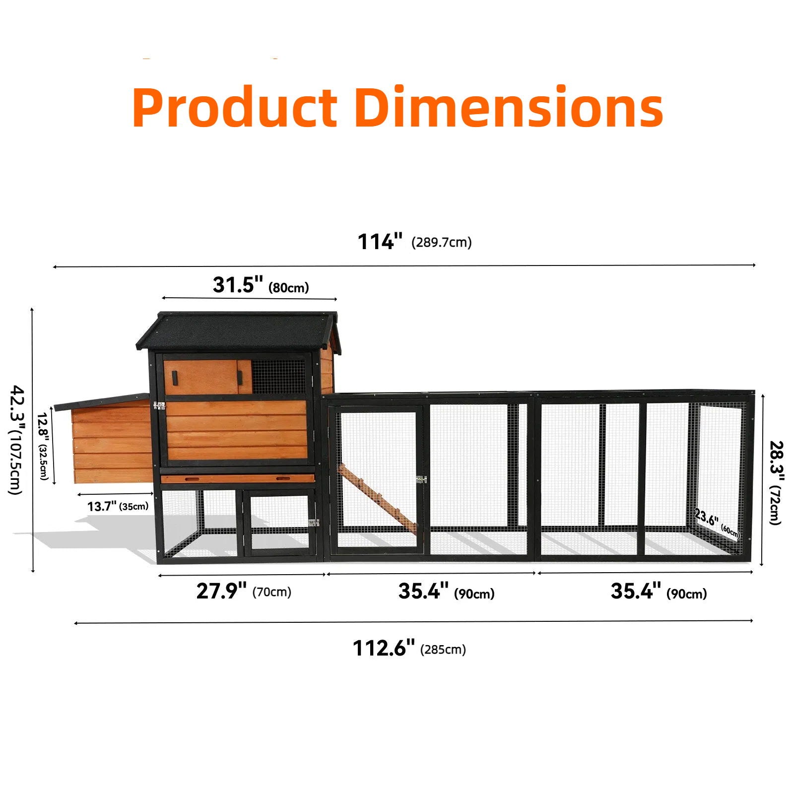 Chicken Coop with Run and Nesting Box by HouseOfZazla, wooden with black frame and mesh on Tampa Home & Garden Store