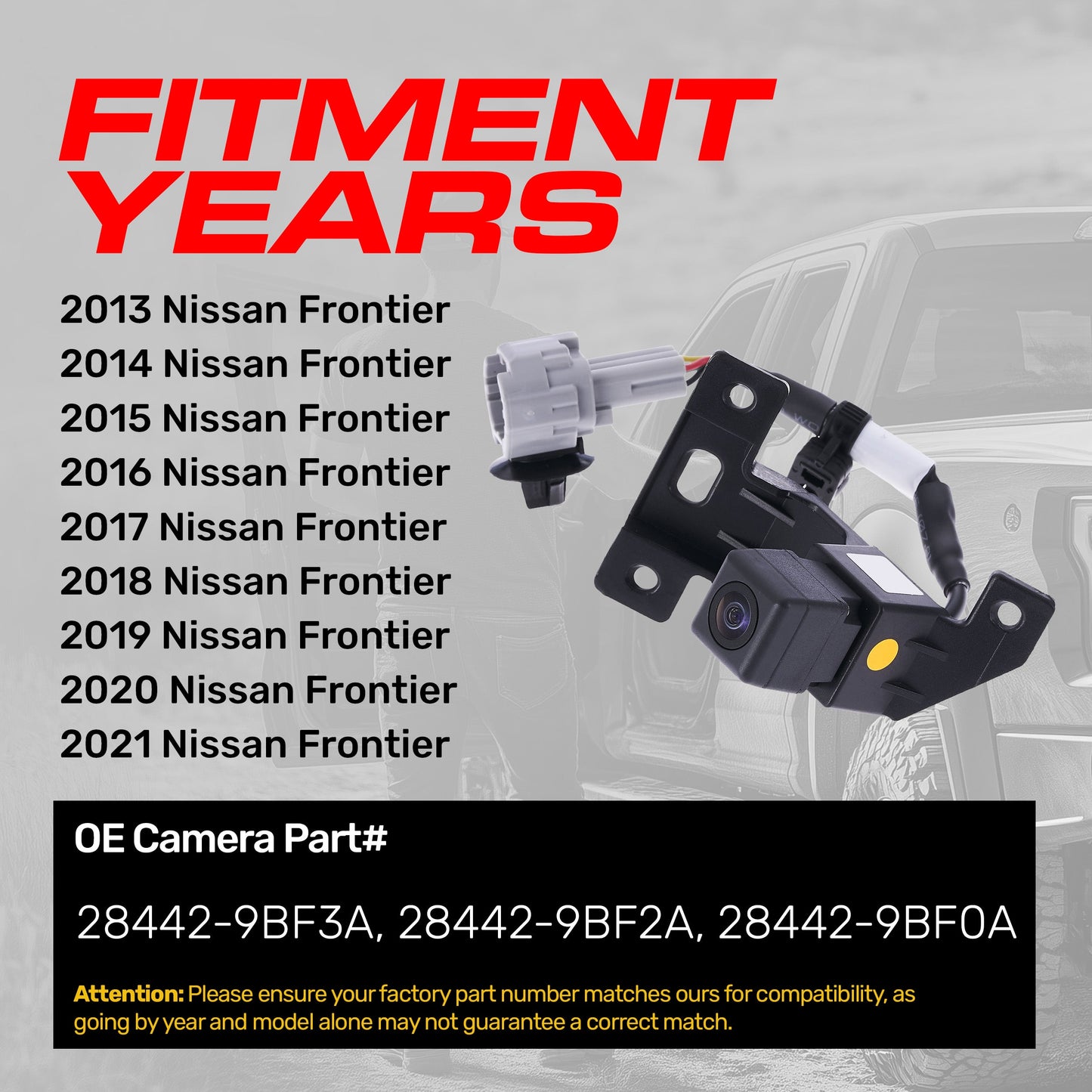 Nissan Frontier OEM backup camera with wiring harness for 2013–2021 by Master Tailgaters on Tampa Home & Garden Store