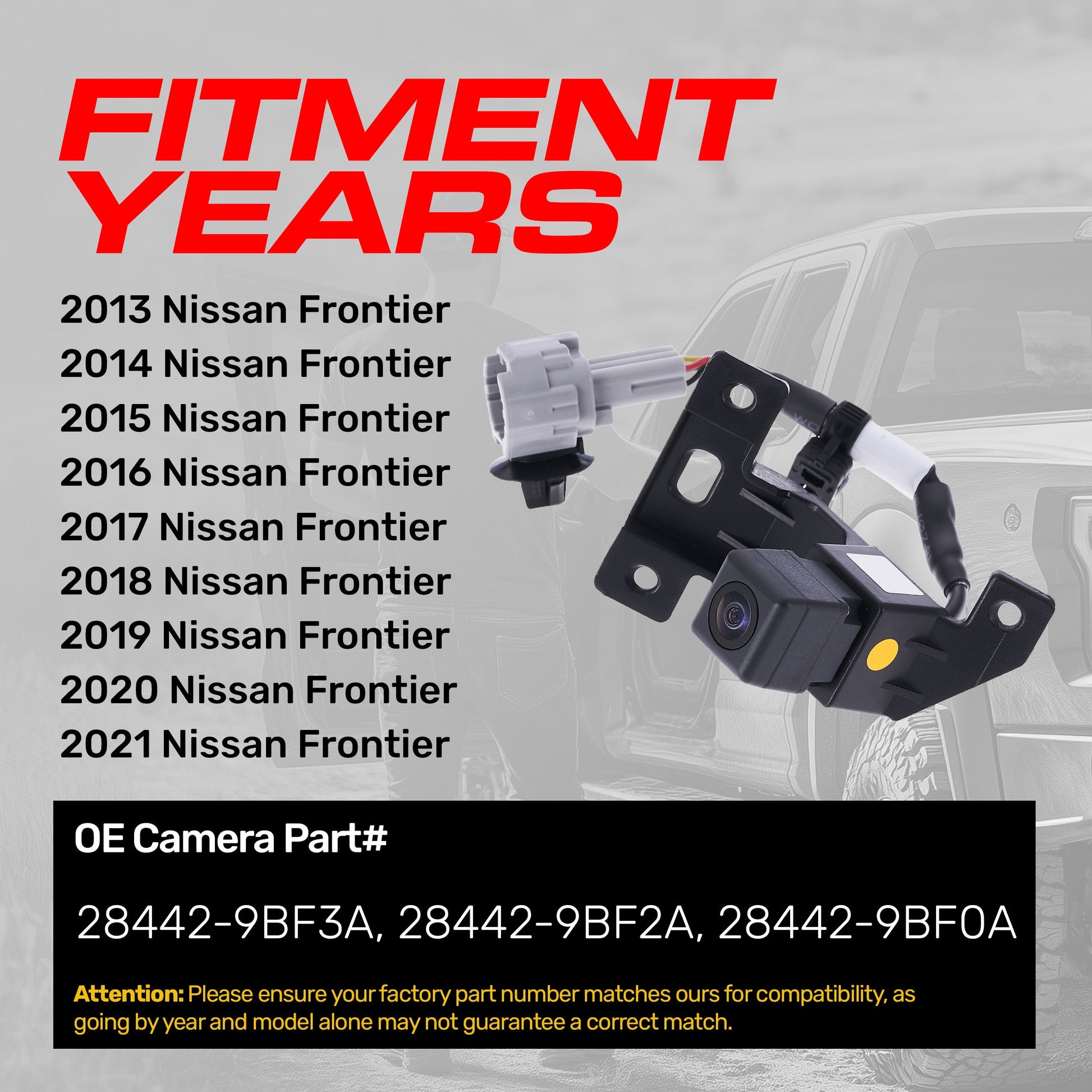 Nissan Frontier OEM backup camera with wiring harness for 2013–2021 by Master Tailgaters on Tampa Home & Garden Store