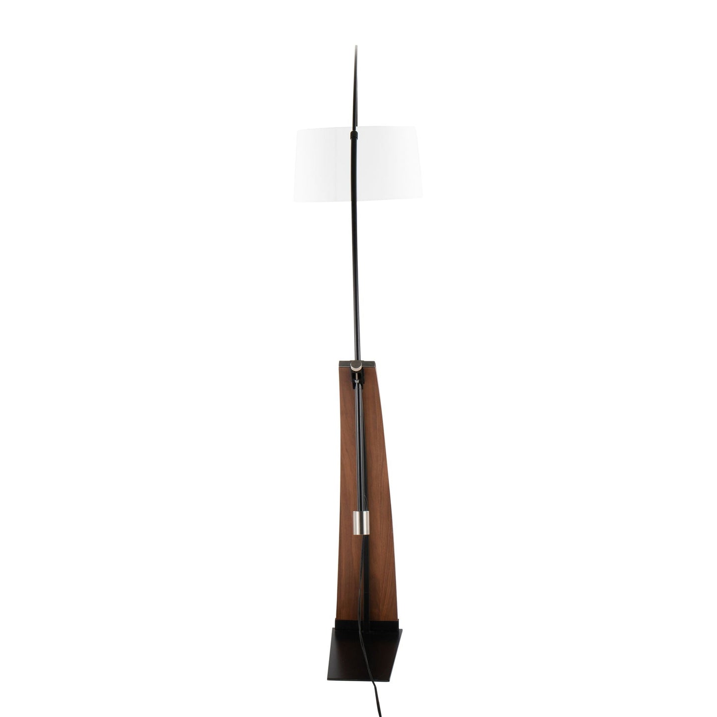 Robyn mid-century floor lamp with black stem, wooden body and white drum shade on Tampa Home & Garden Store