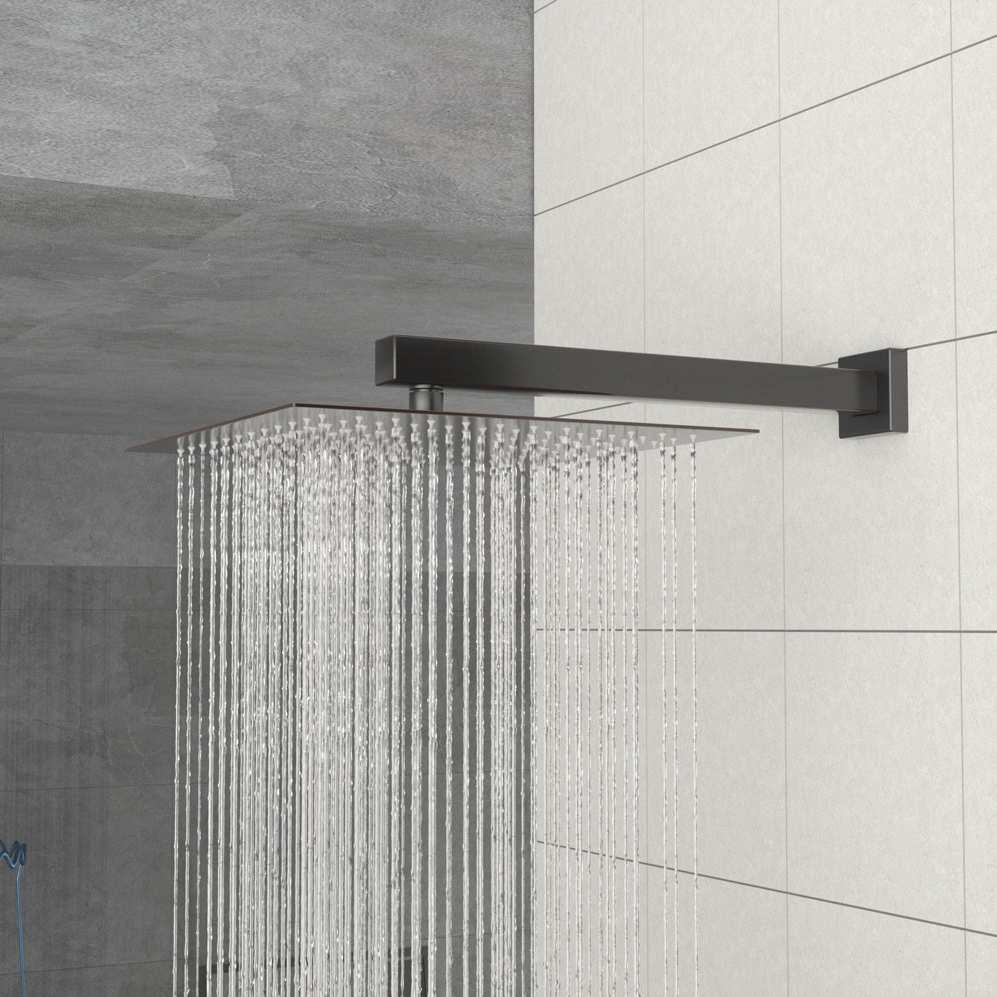 10in square rainfall shower head with silicone nozzles, oil-rubbed bronze finish, wall-mount kit on Tampa Home & Garden Store
