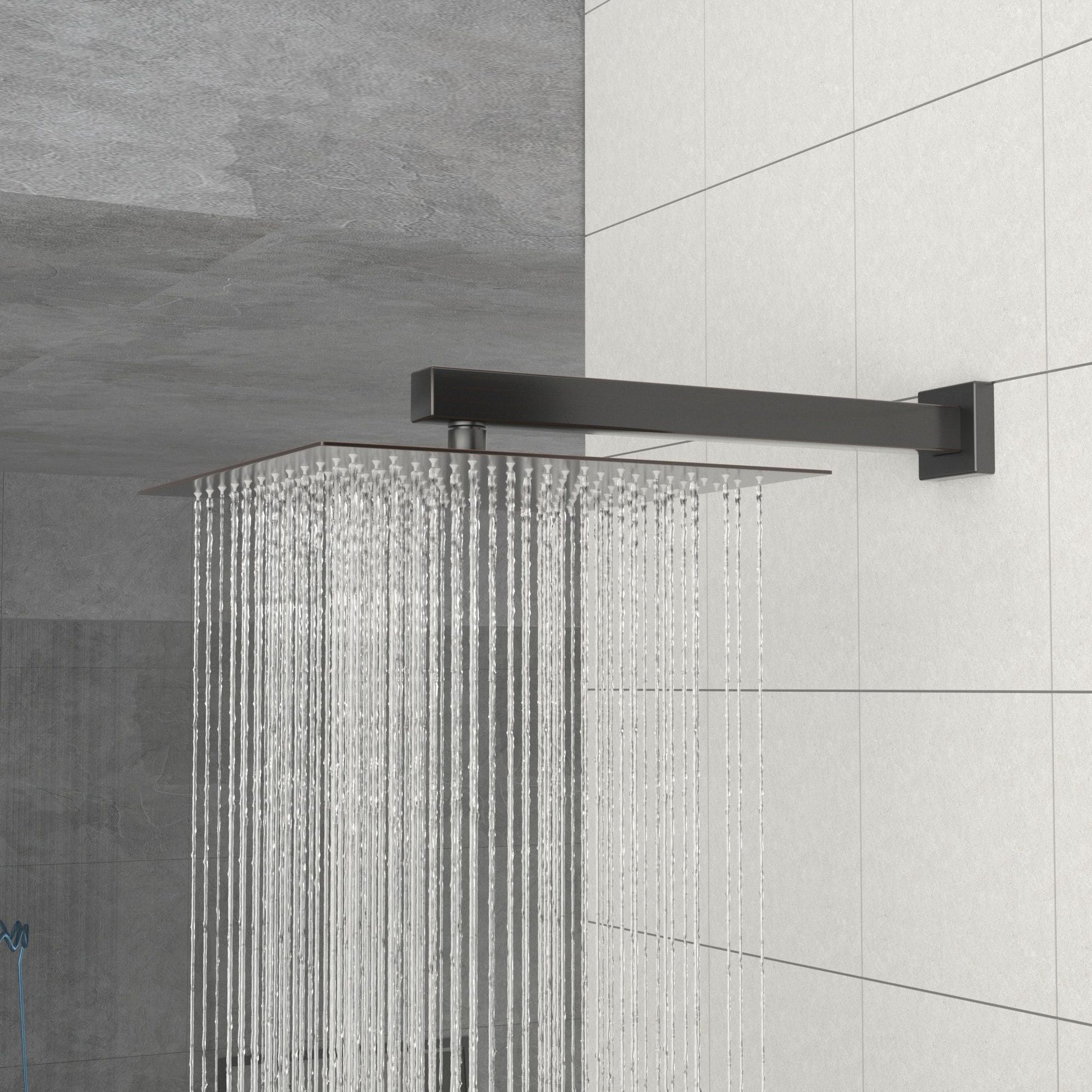 10in square rainfall shower head with silicone nozzles, oil-rubbed bronze finish, wall-mount kit on Tampa Home & Garden Store
