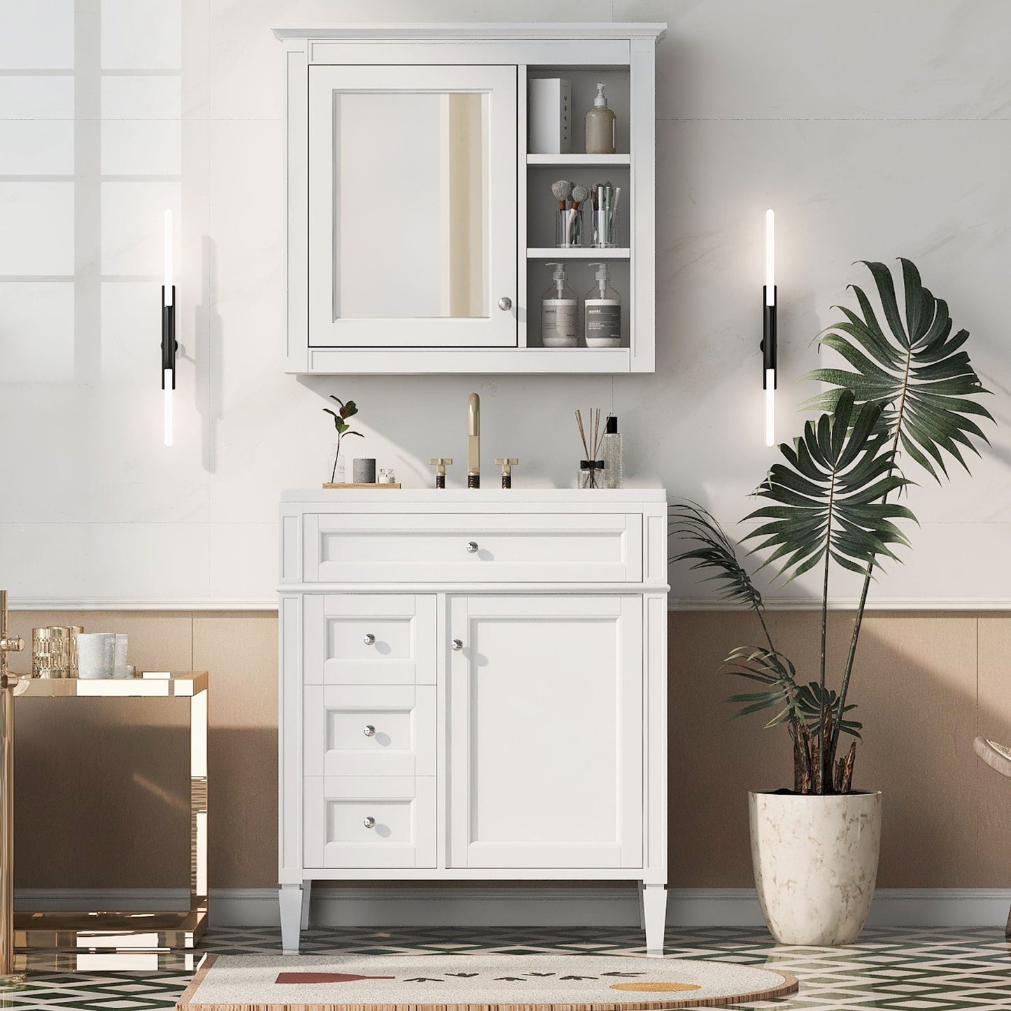 Bathroom vanity with medicine cabinet and storage by HouseOfZazla, mirrored door and shelves on Tampa Home & Garden Store
