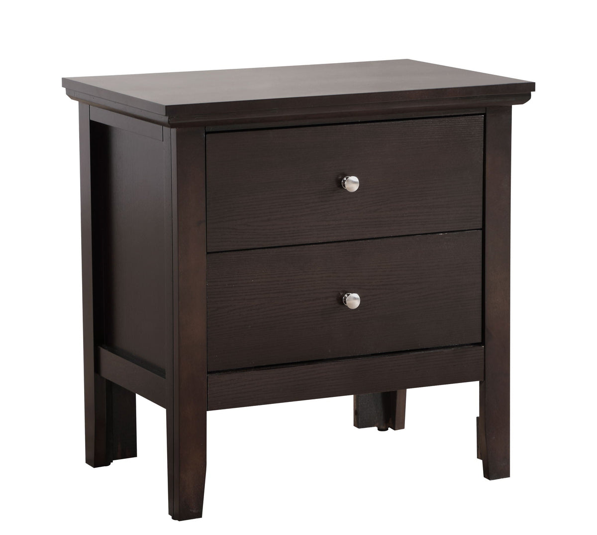 English Dovetailed Drawers Nightstand with Nickel Hardware dark espresso finish on Tampa Home & Garden Store