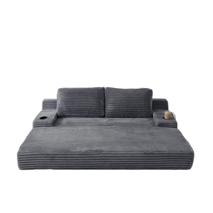 Soft Corduroy Convertible Sofa and Bed Set