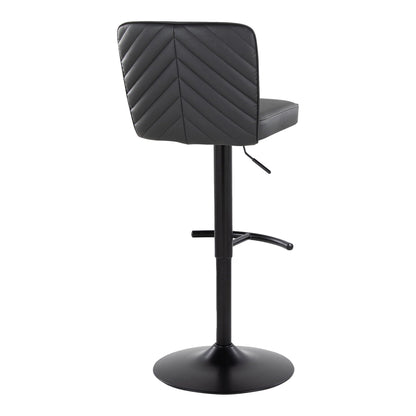 Black contemporary adjustable barstool with swivel and rounded T-footrest on pedestal base on Tampa Home & Garden Store