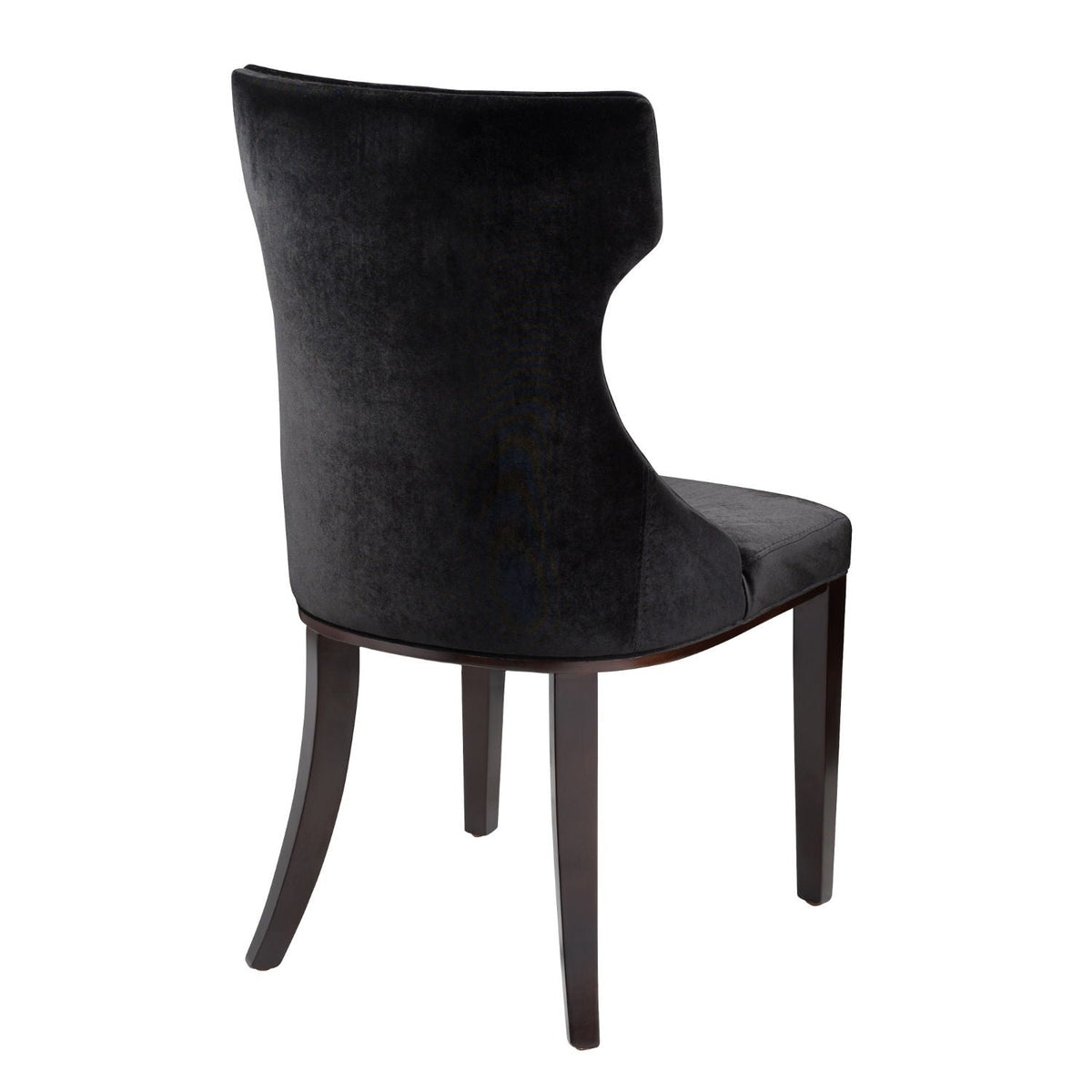 Reine dining chair set of 2, black fabric upholstery with solid wood dark legs on Tampa Home & Garden Store