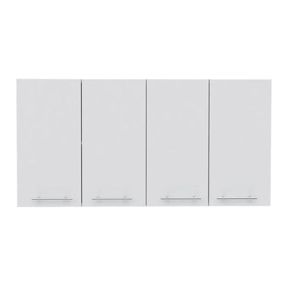 Four-door white wall cabinet with internal shelves and glass organizer by Unique Piece Furniture on Tampa Home & Garden Store