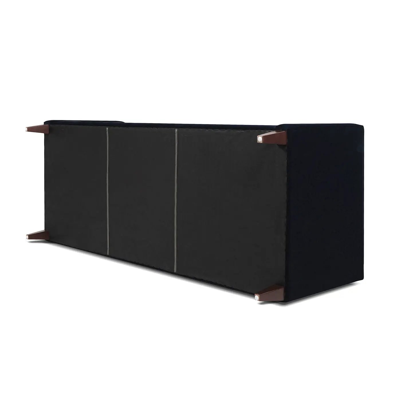 Jack Modern Tuxedo Tufted Sofa back view in black fabric with brown legs by Unique Piece Furniture on Tampa Home & Garden Store