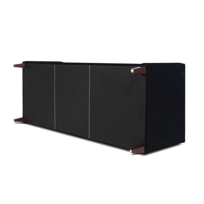Jack Modern Tuxedo Tufted Sofa back view in black fabric with brown legs by Unique Piece Furniture on Tampa Home & Garden Store