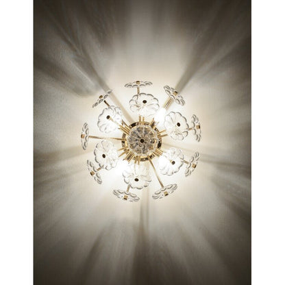 Gold flush mount ceiling light with crystal flower petals in a starburst by HouseOfZazla on Tampa Home & Garden Store